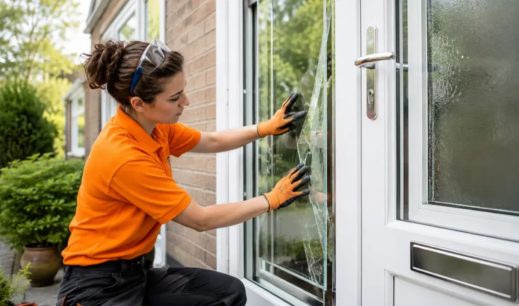 Glazing technician repairing a failed window seal on a misted UPVC window in Southampton